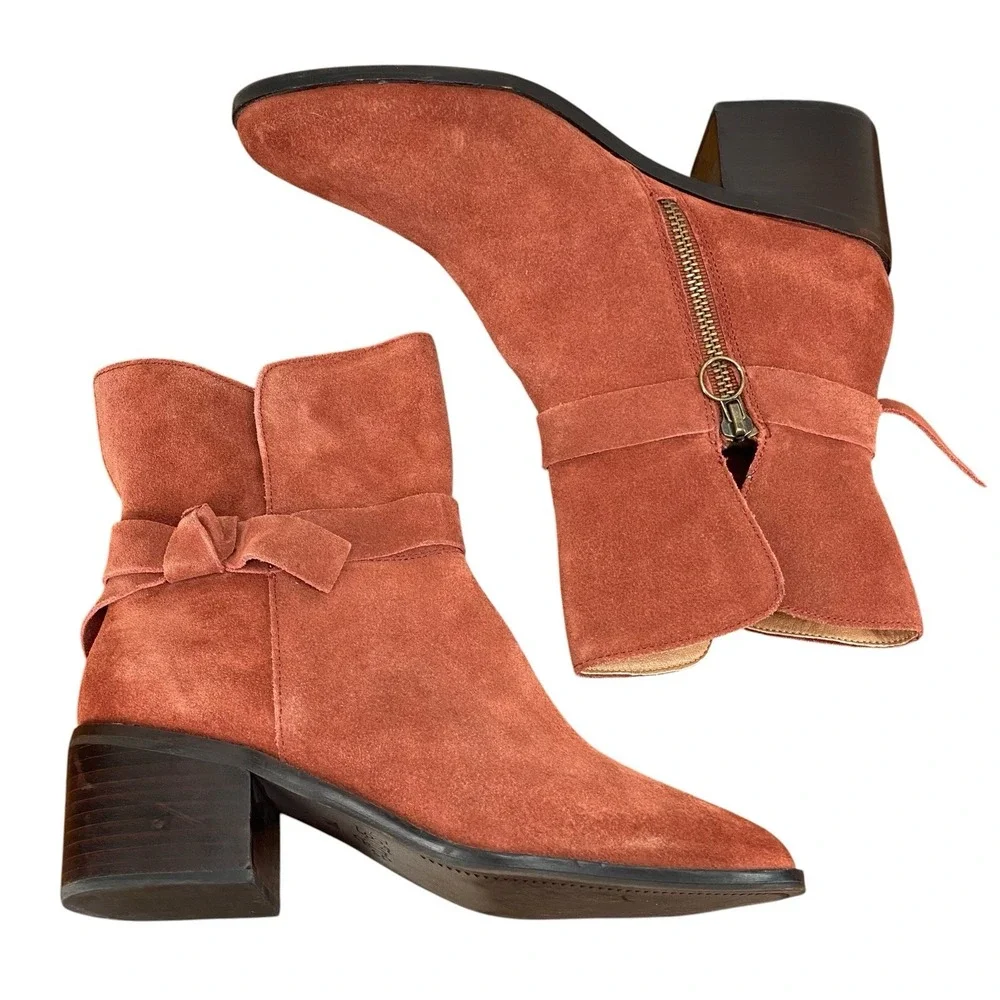Latigo Danni Women's Size 7 Rust Suede Ankle Boots Western Booties Side Zip